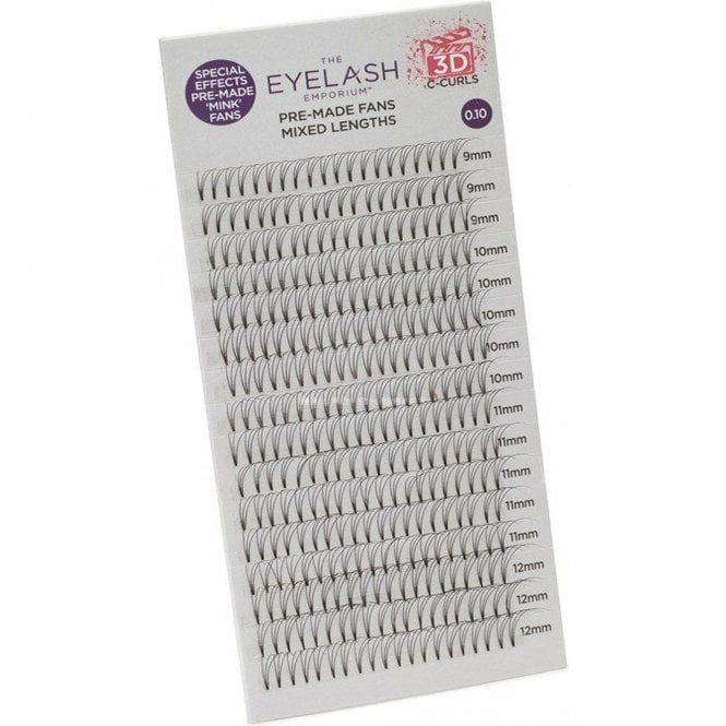 The Eyelash Emporium Full Screen - Pre Made Mink Fan Lashes (Individual Lengths From 9mm To 12mm (0.10) - 3D & C Curl (PMF3D10)
