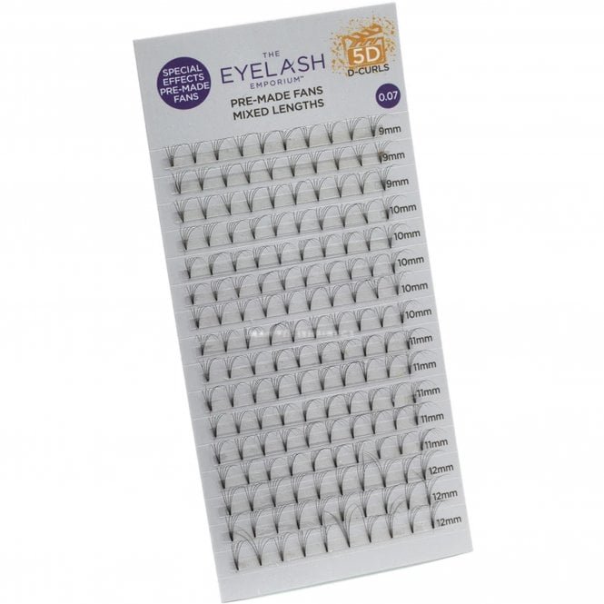 The Eyelash Emporium Full Screen - Pre Made Special Effect Fan Lashes (Individual Lengths From 9mm To 12mm (0.07) - 5D & D Curl (PMFD5D07)