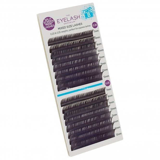 The Eyelash Emporium Split Screen Mink Lashes Individual Lengths 7mm (0.20) To 13mm (0.25) - B Curl (MXB2025)