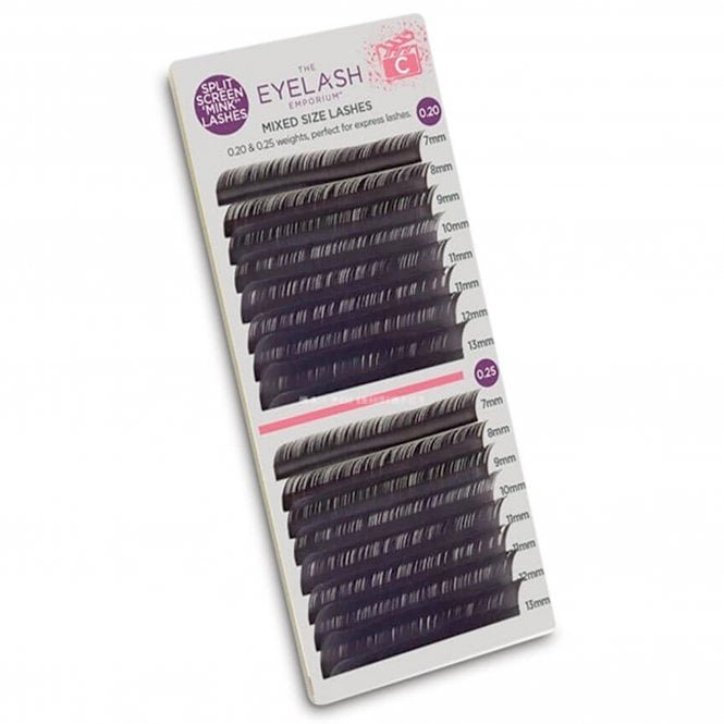 The Eyelash Emporium Split Screen Mink Lashes Individual Lengths 7mm (0.20) To 13mm (0.25) - C Curl (MXC2025)