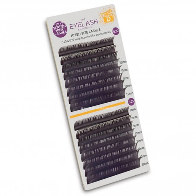 The Eyelash Emporium Split Screen Mink Lashes Individual Lengths 7mm (0.20) To 13mm (0.25) - D Curl (MXD2025)