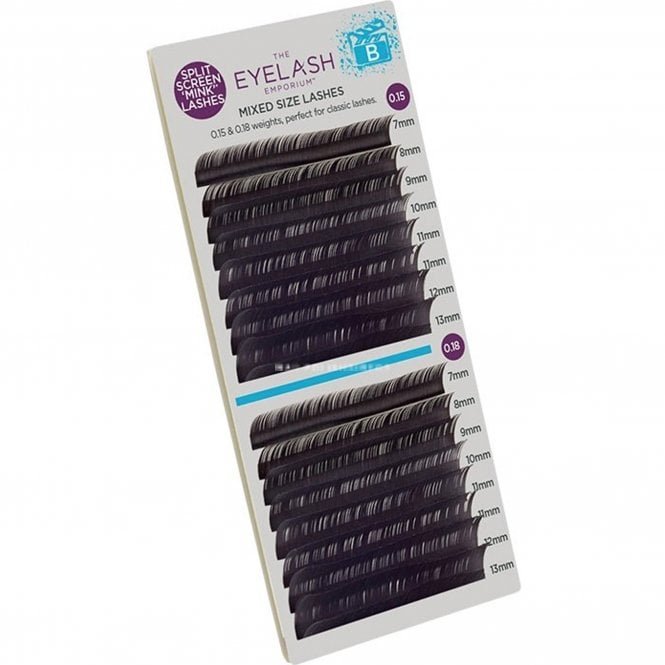 The Eyelash Emporium Split Screen Mink Lashes (Individual Lengths From 7mm (0.15) To 13mm (0.18) - B Curl (MXB1518)