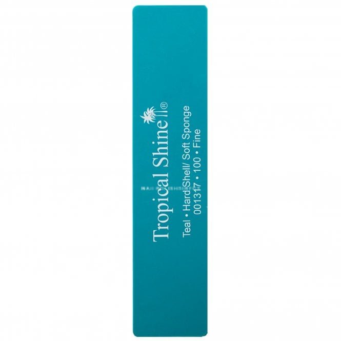 Tropical Shine Hard Shell/Soft Sponge Fine Grit Nail Buffer - Teal - 100 Grit