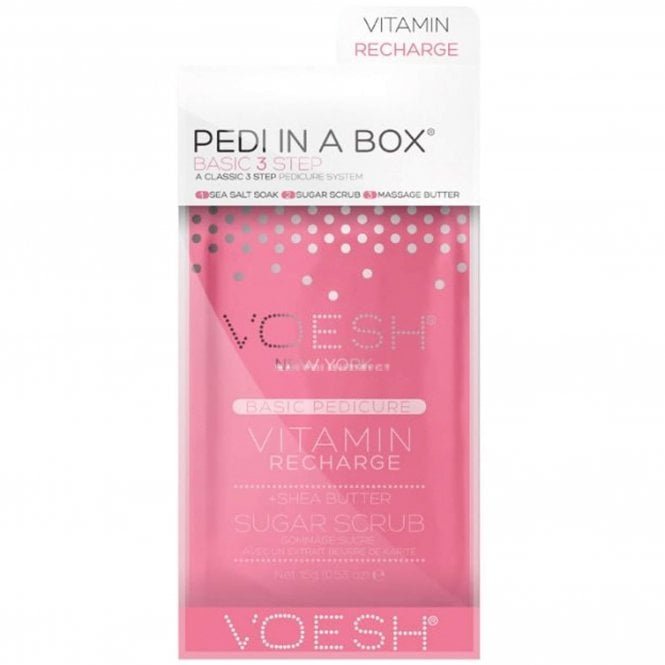 Voesh New York Pedi In A Box - Basic 3 Step - Vitamin Recharge (1 x 35g, 1 x 20g, 1 x 15.5g)