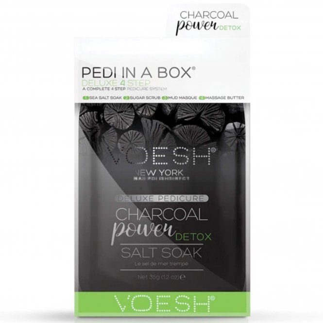 Voesh New York Pedi In A Box - Deluxe 4 Step - Charcoal Power Detox (1 x 35g, 2 x 20g, 1 x 15.5g)