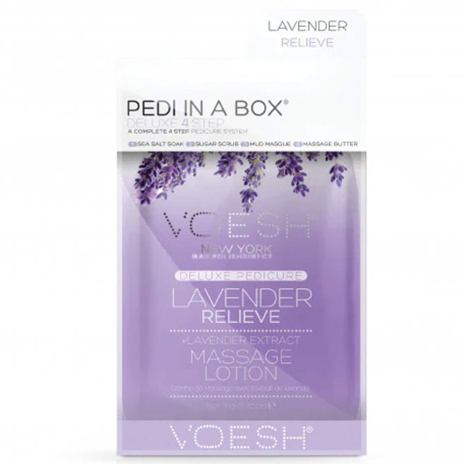 Voesh New York Pedi In A Box - Deluxe 4 Step - Lavender Relieve (1 x 35g, 2 x 20g, 1 x 15.5g)