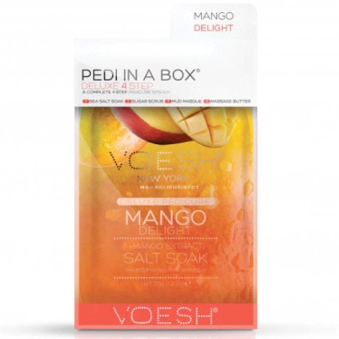 Voesh New York Pedi In A Box - Deluxe 4 Step - Mango Delight (1 x 35g, 2 x 20g, 1 x 15.5g)