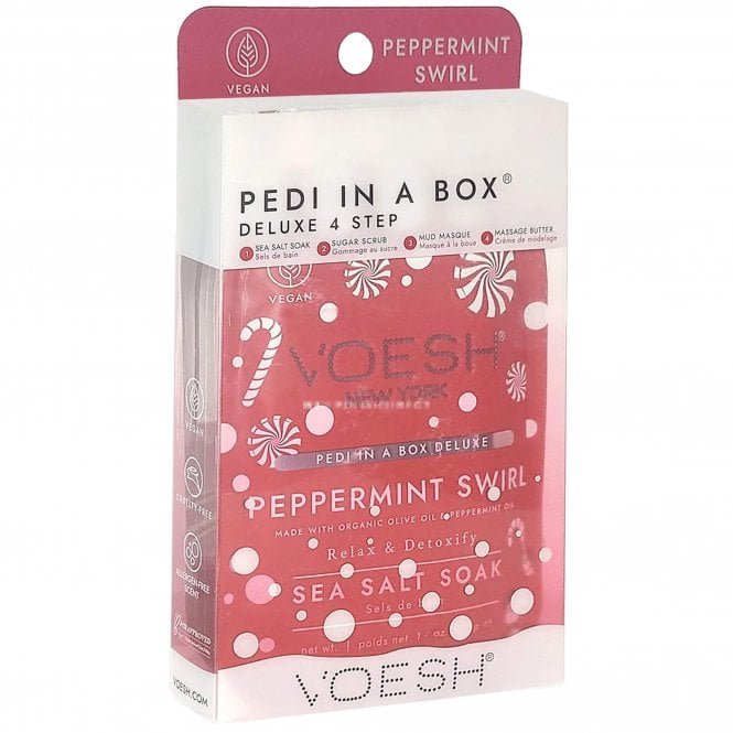 Voesh New York Pedi In A Box - Deluxe 4 Step - Peppermint Swirl (1 x 35g, 2 x 20g, 1 x 15.5g)