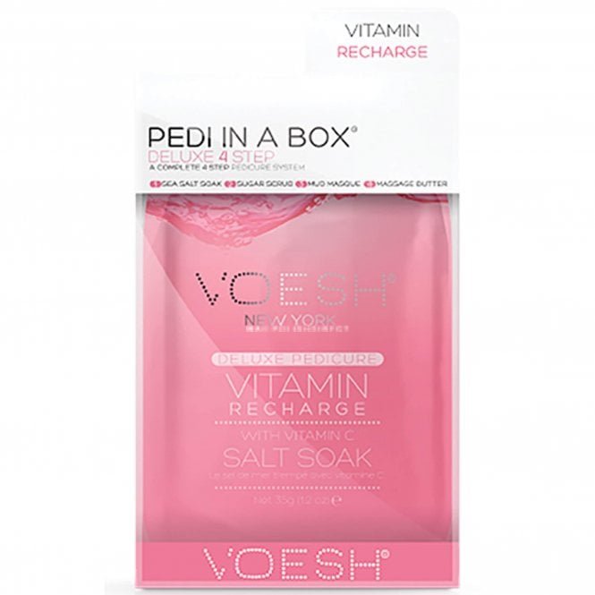 Voesh New York Pedi In A Box - Deluxe 4 Step - Vitamin Recharge (1 x 35g, 2 x 20g, 1 x 15.5g)