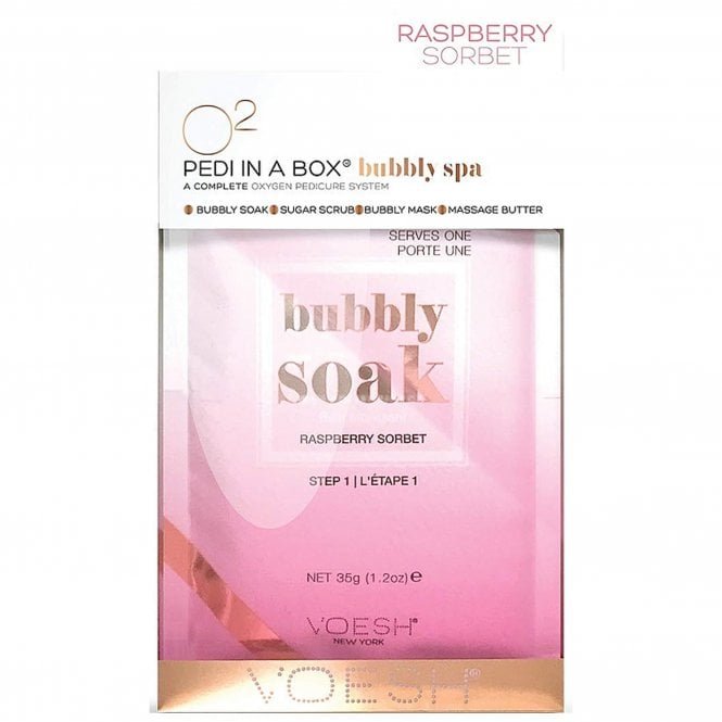 Voesh New York Pedi In A Box - O2 Fizz Pedicure 5 Step - Raspberry Sorbet (5 x 35g)