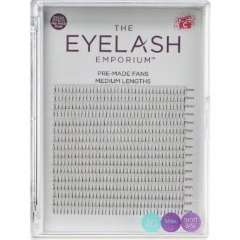 XL Tray - Pre Made Special Effect Fan Lashes (Individual Medium Lengths From 10mm To 12mm (0.07) - 3D & C Curl (PMFXL-3DSS-C-MED)