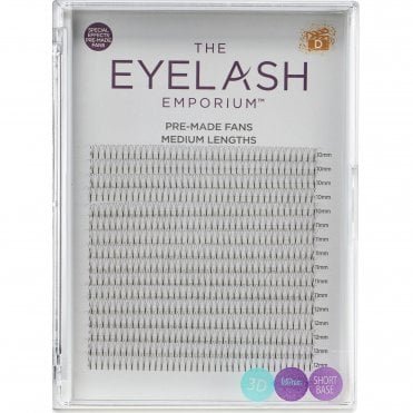 XL Tray - Pre Made Special Effect Fan Lashes (Individual Medium Lengths From 10mm To 12mm (0.07) - 3D & D Curl (PMFXL-3DSS-D-MED)